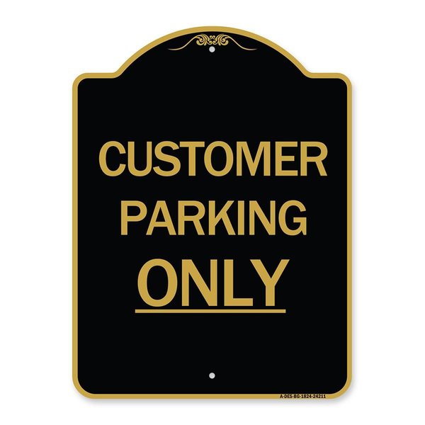 Amistad 18 x 24 in. Designer Series Sign - Customer Parking Only , Black & Gold AM2181007